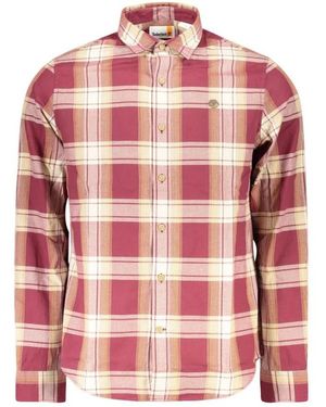 Timberland Overhemden ,Veelkleurig ,Katoen Elegant Katoenen Shirt Met Lange Mouwen - Roze