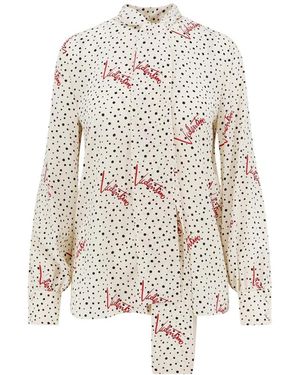 Valentino Overhemden ,Veelkleurig ,Plus De Pois Crepe De Chine Bubble Shirt - Wit