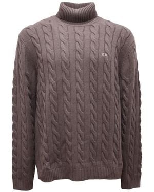 Sun 68 Rollkragenpullover Zopfmuster - Braun