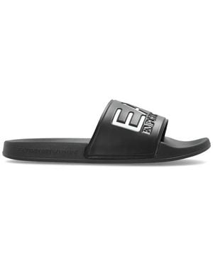 EA7 Slides Mit Übergroßem Logo - Schwarz