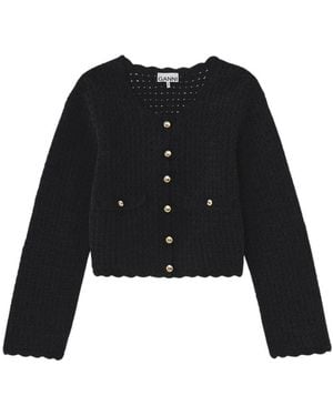 Ganni Chenille Crochet Cardigan - Zwart