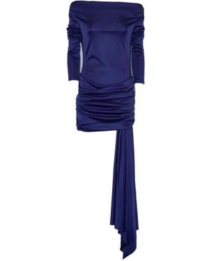 ANDAMANE Blaues Off-Shoulder Mini-Kleid Mit Drapierung