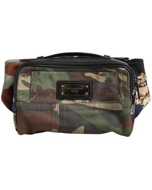 Dolce & Gabbana Tassen ,Veelkleurig ,Katoen Camouflage Patchwork Logo Heuptas - Zwart