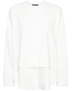 Elena Miro Hoodies & Sweatvesten ,Wit ,Satijn Combo Sweatshirt