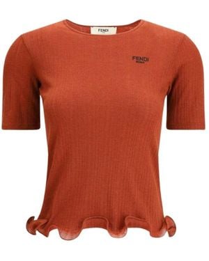 Fendi Kurzärmeliges Woll-Top - Orange