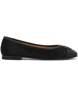 Kazar Monogrammed Embossed Leather Ballerinas - Zwart