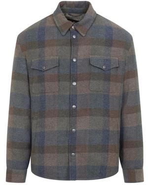 Etro Jassen ,Groen ,Wol Overshirt Jas - Grijs