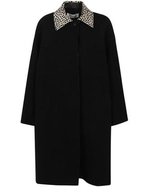 Rohe Cheetah Collar Wool Coat - Zwart
