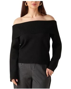 Object Objreynard L/S Re Off-Shoulder Knit - Schwarz