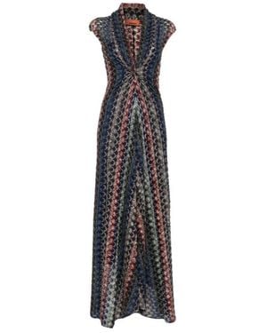 Missoni Chevron-Gebreide Jurk Met V-Hals - Zwart