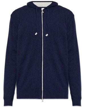 Eleventy Truien & Vesten ,Blauw ,Leer Cashmere Hooded Cardigan