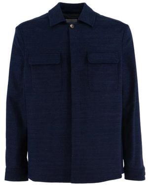 Eleventy Jassen ,Blauw ,Katoen Overhemd Met Zakken
