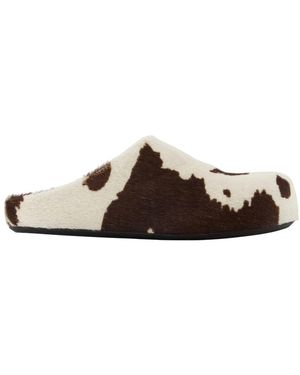 Marni Schoenen ,Wit ,Leer Fussbett Mules - Bruin