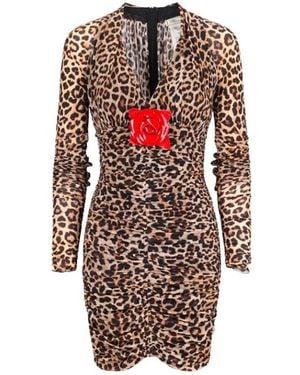 Blumarine Kleedjes ,Bruin ,Abito Jers. Calza St - Rood