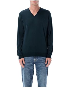 John Smedley V-Neck Knitwear - Blue