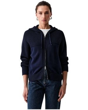KENZO Truien & Vesten ,Blauw ,Katoen Signature Gebreide Rits Hoodie