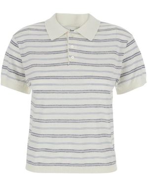 DUNST Tops ,Veelkleurig ,Linnen Linnen Gestreept Poloshirt - Grijs