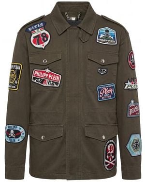 Philipp Plein Jassen ,Groen ,Militaire Jas Patches