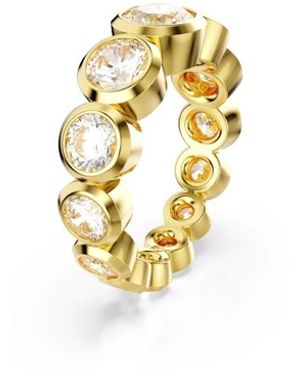 Swarovski Accessoires ,Geel ,Gouden Kristallen Ring, Klassieke Stijl - Metallic