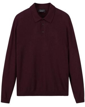 Roberto Collina Merino Wolle Poloshirt - Paars
