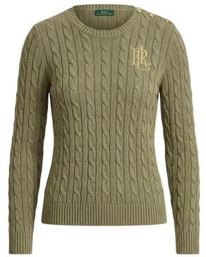 Ralph Lauren Truien & Vesten ,Groen ,Katoen Ronde Hals Gebreid