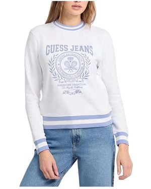 Guess Sweatshirt Met Ronde Hals - Wit