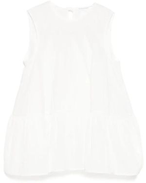 Cecilie Bahnsen Romantische Cloqué-Bluse Mit Puffärmeln - Weiß