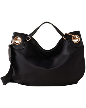 Borbonese Tassen ,Zwart ,Leer London Hobo Bag Medium