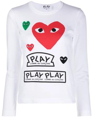 COMME DES GARÇONS PLAY Long Sleeve T-Shirts - White