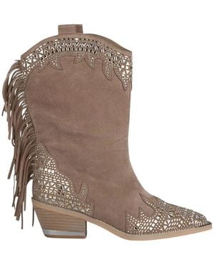 Alma En Pena. Ankle boots mit glitzer und fransen - Braun