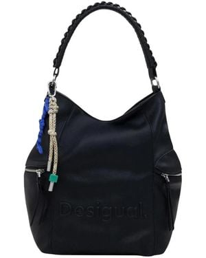 Desigual Convertible Handtas Rugzak Met Ritssluiting En Meerdere Vakken - Zwart