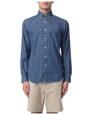Polo Ralph Lauren Overhemden ,Blauw ,Denim Custom Fit Denim Overhemd