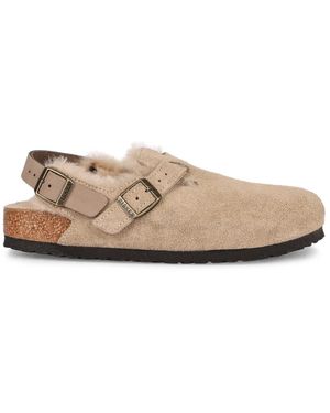 Birkenstock Wildleder mules mit pelzfutter - Natur