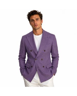 Dolce & Gabbana Double-Breasted Linnen Jas - Paars