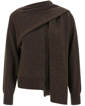 Ferragamo Truien & Vesten ,Bruin ,Scarf Cardigan - Zwart