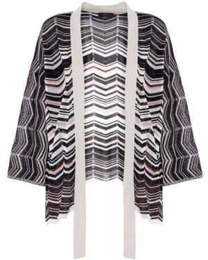 Nenette Truien & Vesten ,Veelkleurig ,Polyester Jacquard Trapeze Cardigan - Zwart