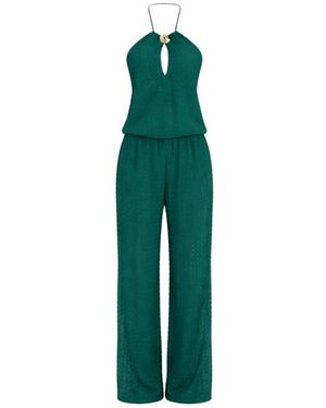 Twinset Jumpsuits & Playsuits ,Groen ,Gebreide Jumpsuit Met Keyhole-Halter