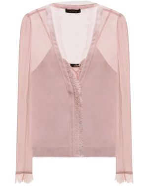 Twinset Georgette Blouse Met Kant - Roze