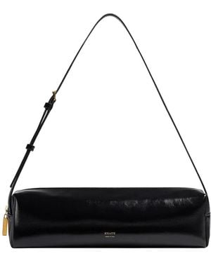 KHAITE Schwarze Leder-Schultertasche Art Deco