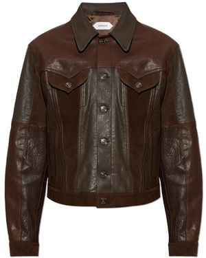 Versace Jassen ,Bruin ,Leer Leren Blouson