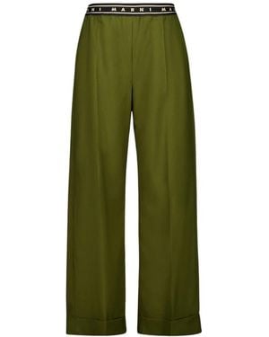 Marni Tropical Wool Straight-Leg Broeken - Groen