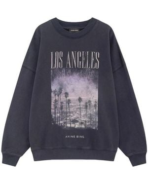 Anine Bing Hoodies & Sweatvesten ,Zwart ,Katoen Miles Sweatshirt - Blauw