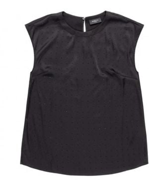 Nenette Strass Satinbluse - Blau
