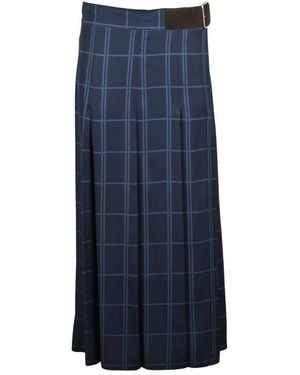 Crida Milano Rokken ,Blauw ,Leer Lange Geplooide Rok