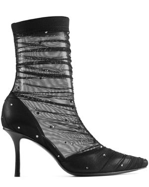Jimmy Choo Lotta 85 Tulle Ankle Boots - Black