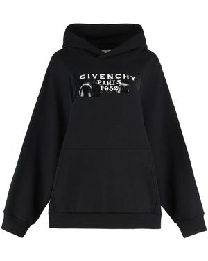 Givenchy Hoodies & Sweatvesten ,Zwart ,Katoen Zwarte Hoodie Met Logo En Kangoeroezak