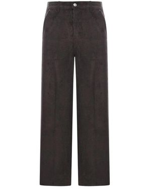 Ami Paris Katoenen Corduroy Broek Met Wijde Pasvorm - Grijs