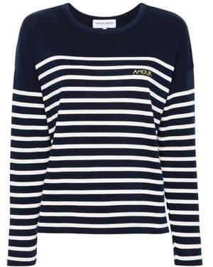 Maison Labiche Dunkelblauer Gestreifter Baumwollpullover