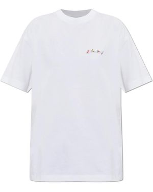 Off-White c/o Virgil Abloh Tops ,Wit ,Katoen T-Shirt Met Kleurrijk Logo