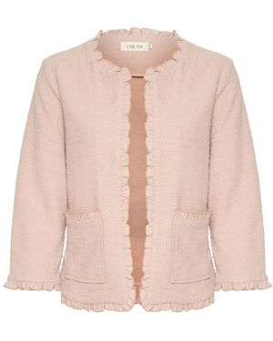 Cream Truien & Vesten ,Roze ,Katoen Rose Dust Vest Met Ruches